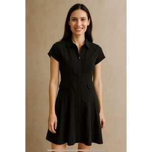 NANETTE LEPORE DRESS BLACK 8 ZIP FRONT SPORTY PICKLEBALL COASTAL GRANDMA CA…